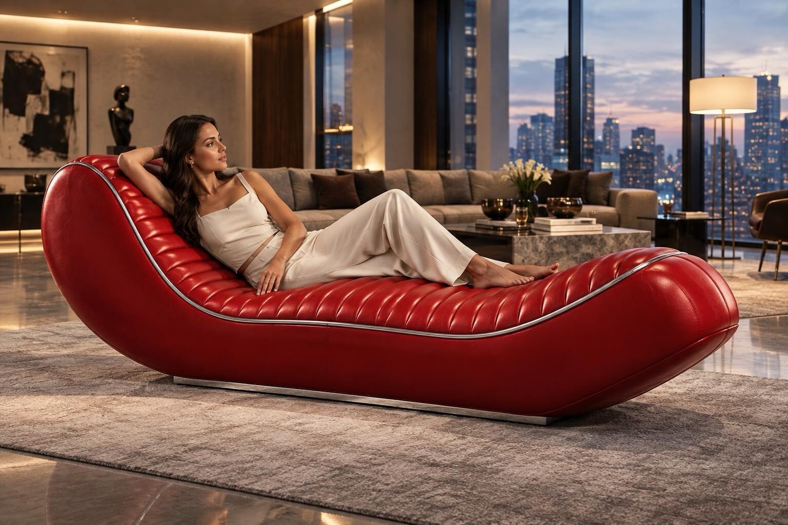 SELLONE prototipo futuro — chaise a S, livrea rossa, attico